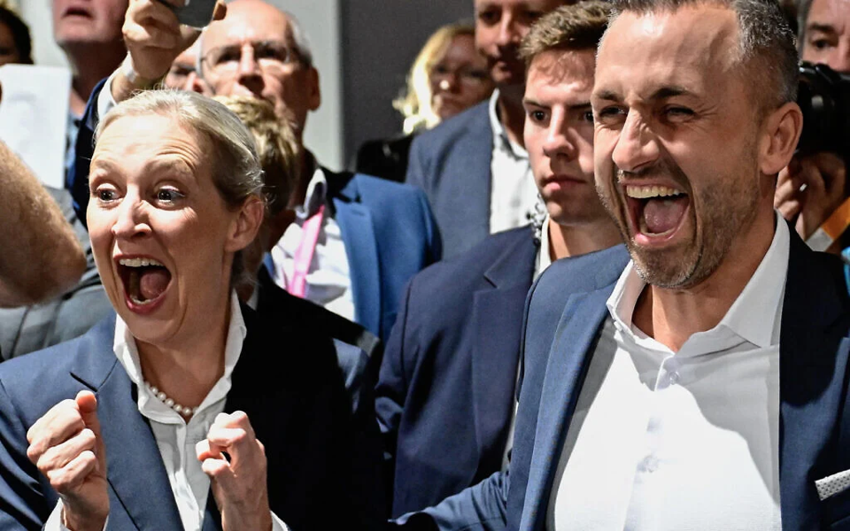 Source-supplied image for: Exit polls show big win for Germany’s far-right AfD in state election, but government elusive